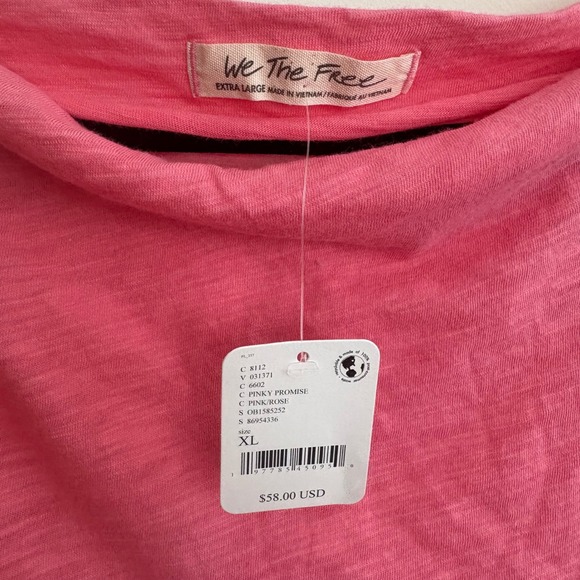 Free People Kimmi Long Sleeve Top Pink XL Soft  Relaxed NWT New - Picture 9 of 10